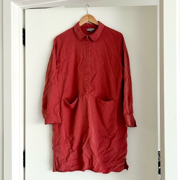 COS Oversized Shirt Dress in Red - Picture 2 of 7